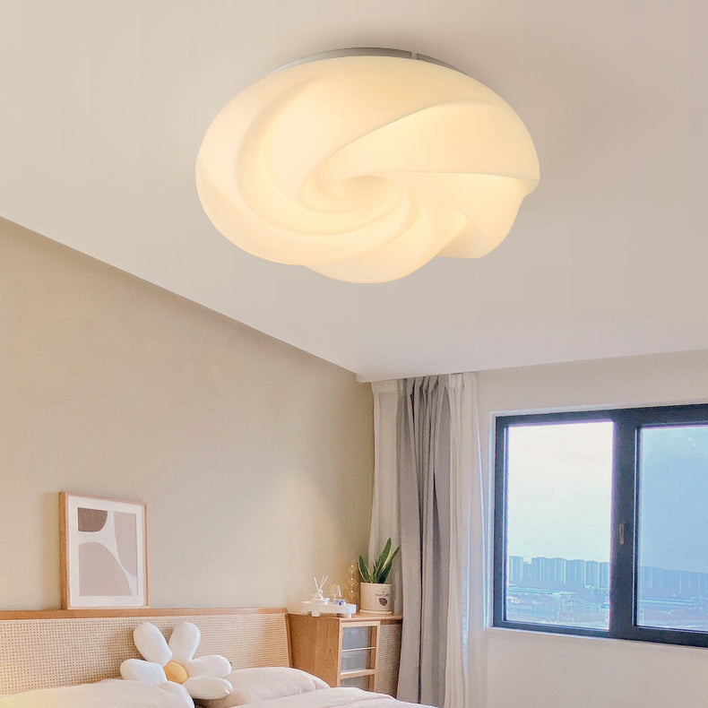 Contemporary Nordic Iron PE Cookies Swirled LED Semi-Flush Mount Ceiling Light For Bedroom
