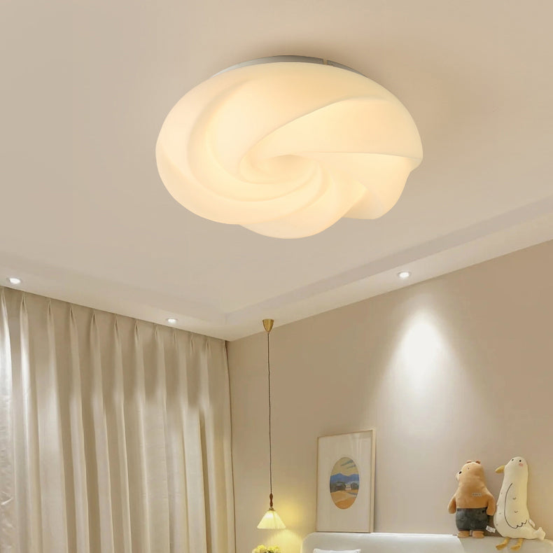 Contemporary Nordic Iron PE Cookies Swirled LED Semi-Flush Mount Ceiling Light For Bedroom