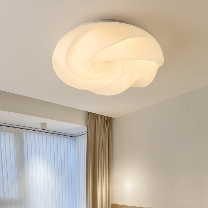Contemporary Nordic Iron PE Cookies Swirled LED Semi-Flush Mount Ceiling Light For Bedroom
