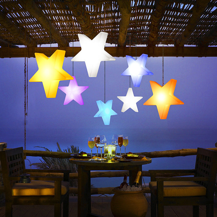Contemporary Creative Solar Waterproof PE Pentagram LED Decoration Outdoor Light Night Light For Garden
