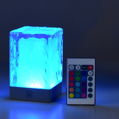 Moderne Einfachheit Wiederaufladbare ASB-Harz Zylinder Gletscherstruktur LED Tischlampe Nachtlicht für das Bett 