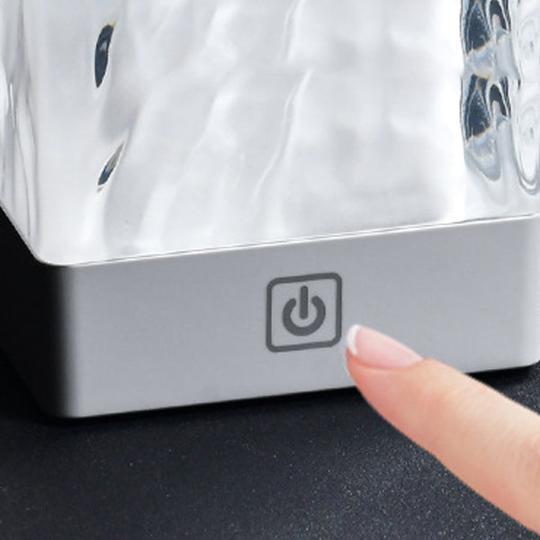 Moderne Einfachheit Wiederaufladbare ASB-Harz Zylinder Gletscherstruktur LED Tischlampe Nachtlicht für das Bett 