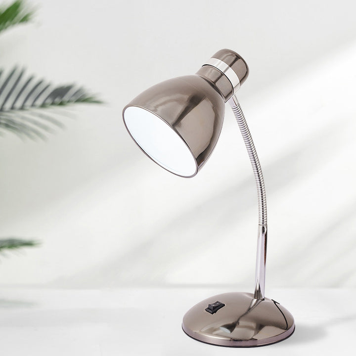 Lámpara de escritorio ajustable de 1 luz cónica redonda de hierro transicional moderna para estudio 