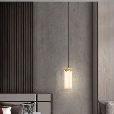 Lustre en cuivre traditionnel chinois en marbre avec nuage propice LED pour chevet 