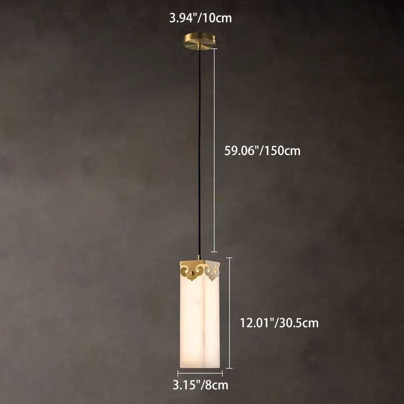 Lustre en cuivre traditionnel chinois en marbre avec nuage propice LED pour chevet 