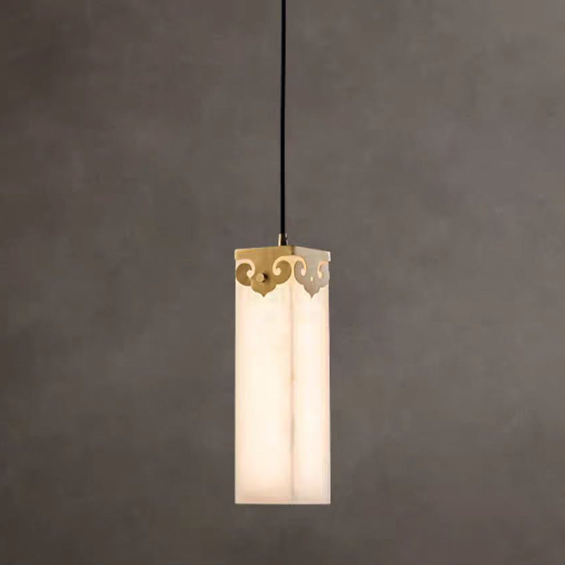 Lustre en cuivre traditionnel chinois en marbre avec nuage propice LED pour chevet 