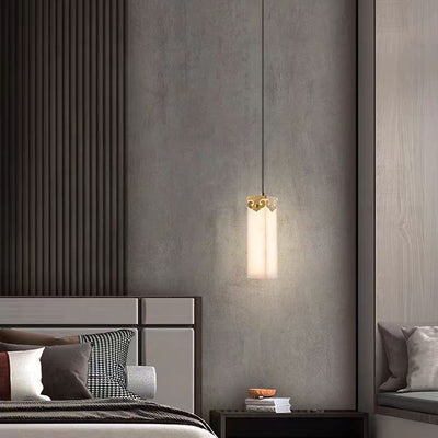 Lustre en cuivre traditionnel chinois en marbre avec nuage propice LED pour chevet 