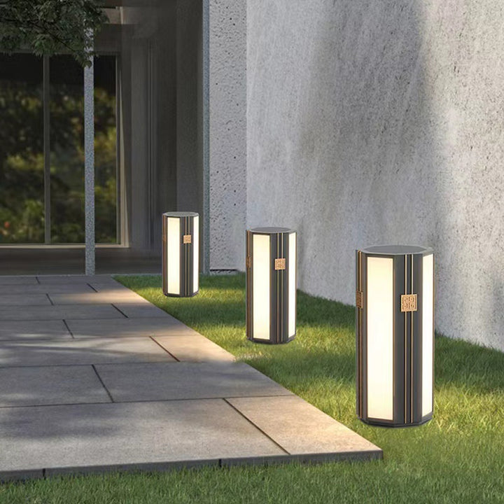 Traditional Chinese Solar Waterproof Stainless Steel PC Cylinder Octagon LED Outdoor Light Landscape Lighting For Garden