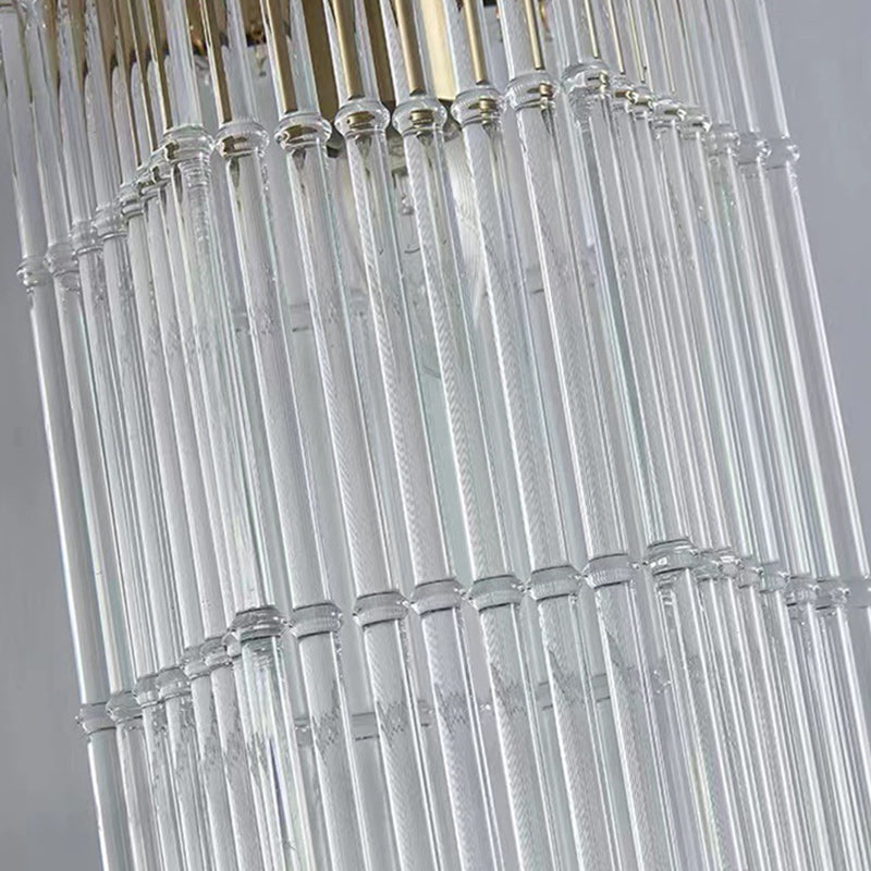 Traditional Chinese Brass Glass House Eave Bamboo Joint 1-Light Pendant Light For Dining Room