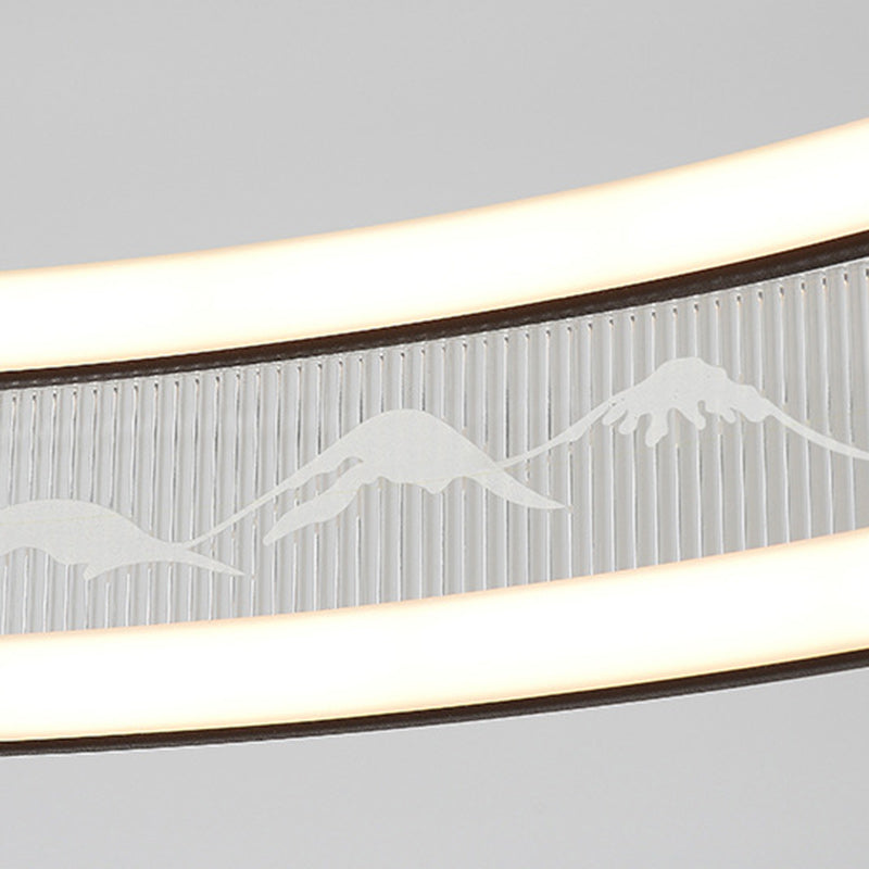 Traditionelle chinesische Eisen Acryl Edelstahl Runde Emaille Malerei LED Kronleuchter Spot für Wohnzimmer 