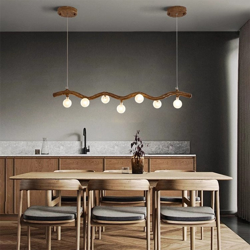 Traditional Japanese Polymer Hardware Glass Wave Branch Ball 7/9/11/13/15 Light Chandeliers Island Light For Dining Room