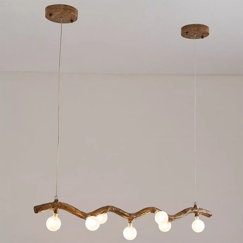 Traditional Japanese Polymer Hardware Glass Wave Branch Ball 7/9/11/13/15 Light Chandeliers Island Light For Dining Room