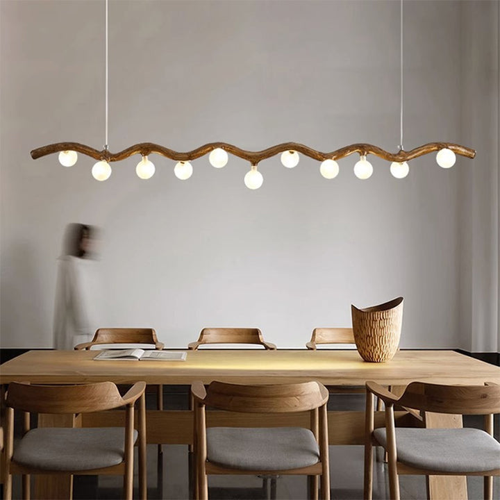 Traditional Japanese Polymer Hardware Glass Wave Branch Ball 7/9/11/13/15 Light Chandeliers Island Light For Dining Room