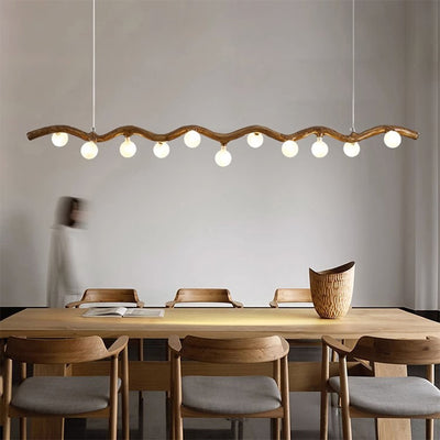 Traditional Japanese Polymer Hardware Glass Wave Branch Ball 7/9/11/13/15 Light Chandeliers Island Light For Dining Room