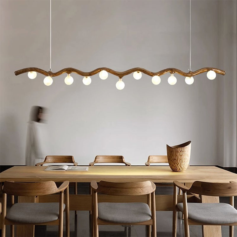 Traditional Japanese Polymer Hardware Glass Wave Branch Ball 7/9/11/13/15 Light Chandeliers Island Light For Dining Room