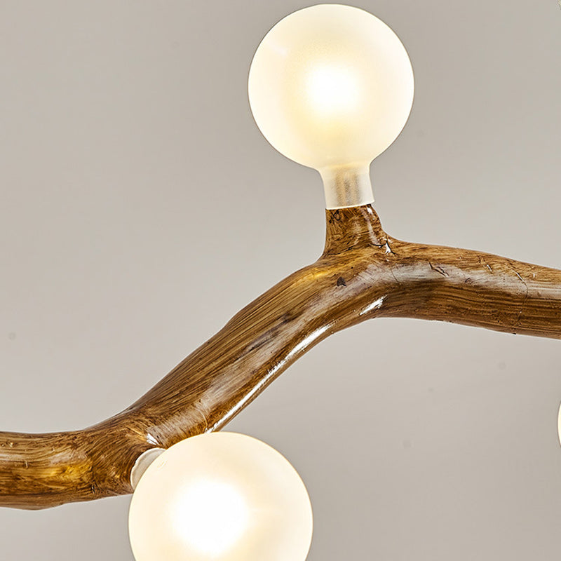 Traditional Japanese Polymer Hardware Glass Wave Branch Ball 7/9/11/13/15 Light Chandeliers Island Light For Dining Room