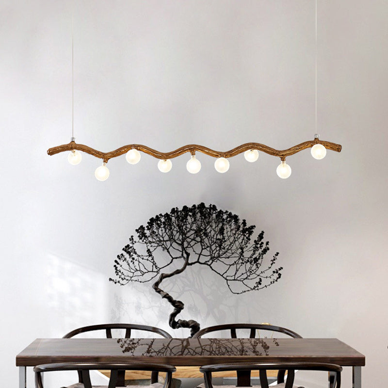 Traditional Japanese Polymer Hardware Glass Wave Branch Ball 7/9/11/13/15 Light Chandeliers Island Light For Dining Room