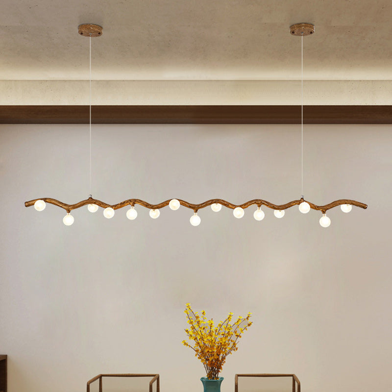Traditional Japanese Polymer Hardware Glass Wave Branch Ball 7/9/11/13/15 Light Chandeliers Island Light For Dining Room