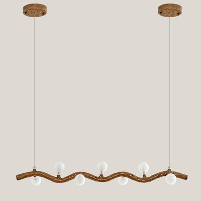 Traditional Japanese Polymer Hardware Glass Wave Branch Ball 7/9/11/13/15 Light Chandeliers Island Light For Dining Room