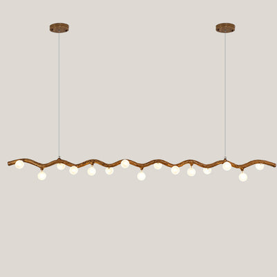 Traditional Japanese Polymer Hardware Glass Wave Branch Ball 7/9/11/13/15 Light Chandeliers Island Light For Dining Room