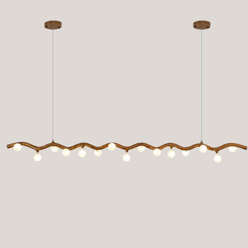 Traditional Japanese Polymer Hardware Glass Wave Branch Ball 7/9/11/13/15 Light Chandeliers Island Light For Dining Room