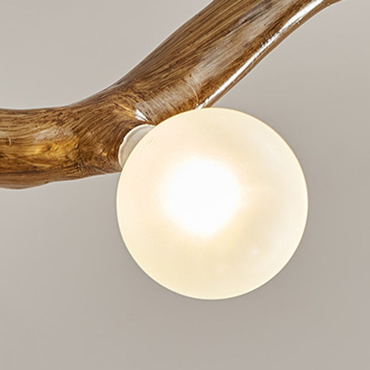 Traditional Japanese Polymer Hardware Glass Wave Branch Ball 7/9/11/13/15 Light Chandeliers Island Light For Dining Room