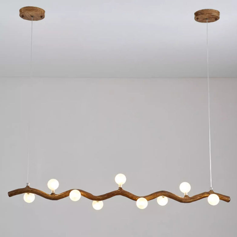 Traditional Japanese Polymer Hardware Glass Wave Branch Ball 7/9/11/13/15 Light Chandeliers Island Light For Dining Room