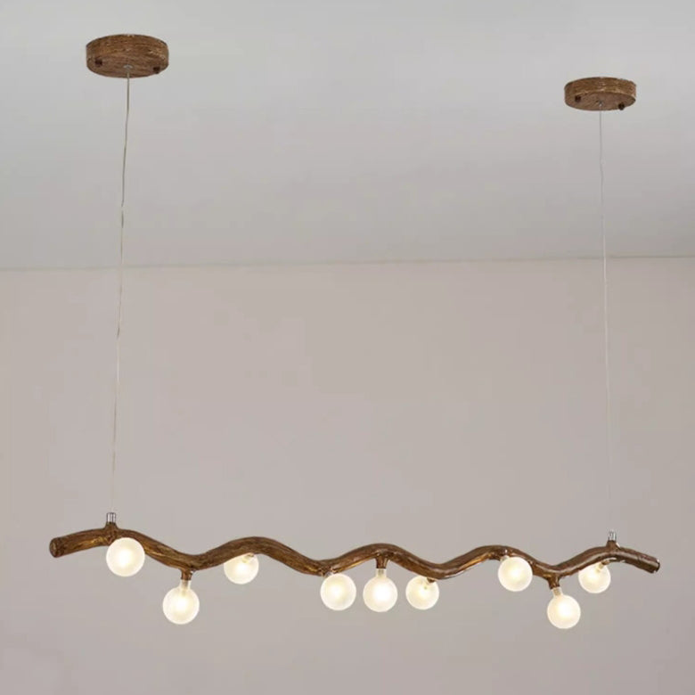 Traditional Japanese Polymer Hardware Glass Wave Branch Ball 7/9/11/13/15 Light Chandeliers Island Light For Dining Room