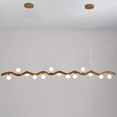 Traditional Japanese Polymer Hardware Glass Wave Branch Ball 7/9/11/13/15 Light Chandeliers Island Light For Dining Room