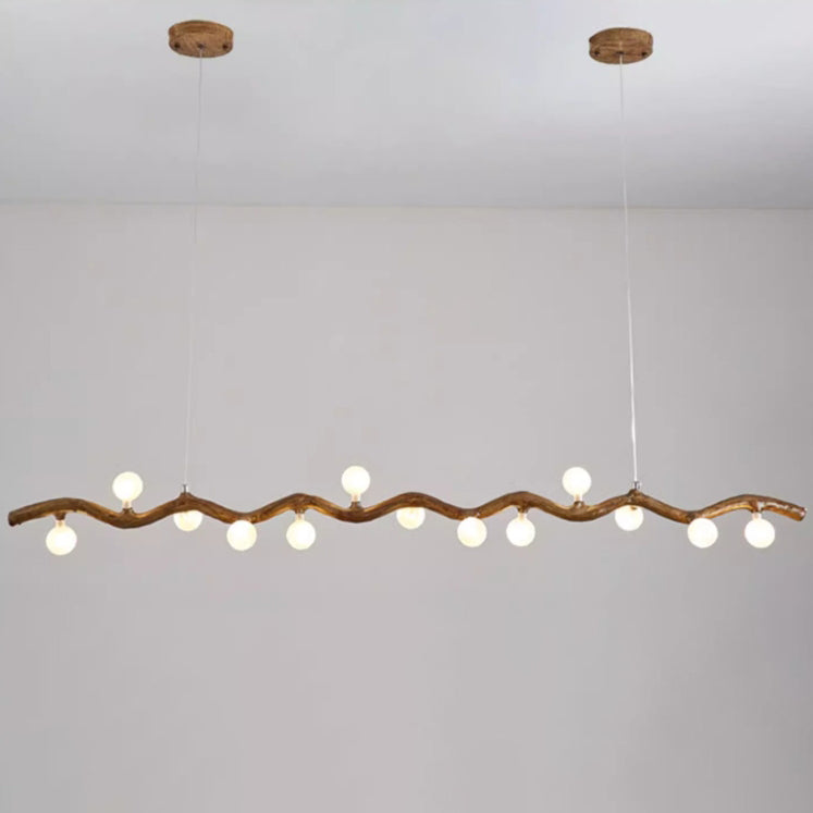 Traditional Japanese Polymer Hardware Glass Wave Branch Ball 7/9/11/13/15 Light Chandeliers Island Light For Dining Room