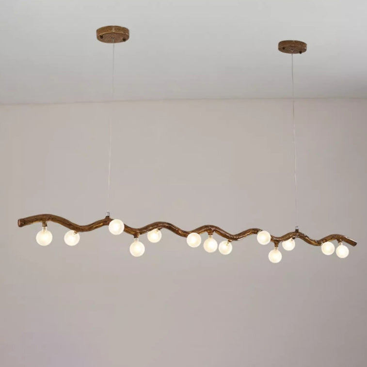 Traditional Japanese Polymer Hardware Glass Wave Branch Ball 7/9/11/13/15 Light Chandeliers Island Light For Dining Room