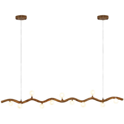 Traditional Japanese Polymer Hardware Glass Wave Branch Ball 7/9/11/13/15 Light Chandeliers Island Light For Dining Room