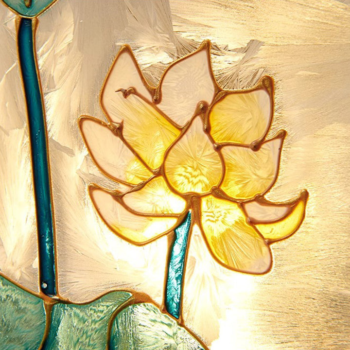 Traditionelle chinesische Kupfer-Glas-Emaille-Malerei Lotus Hirsch 1-Licht Pendelleuchte für das Bett 