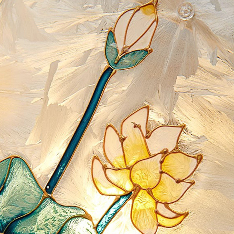 Traditionelle chinesische Kupfer-Glas-Emaille-Malerei Lotus Hirsch 1-Licht Pendelleuchte für das Bett 
