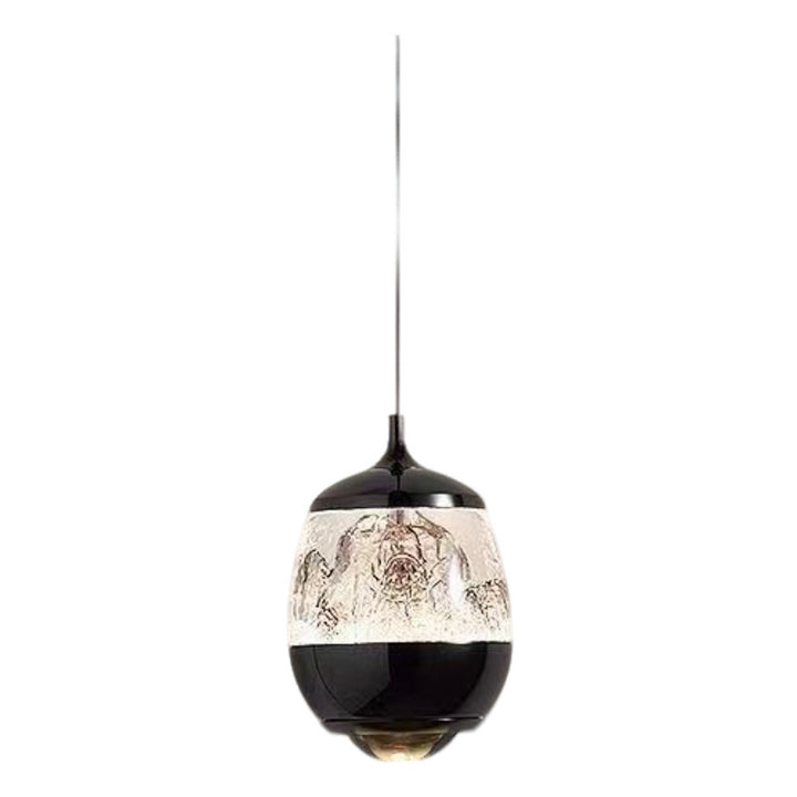 Contemporary Scandinavian Aluminum Acrylic Oval Snowy Mountain Liftable LED Pendant Light For Bedside