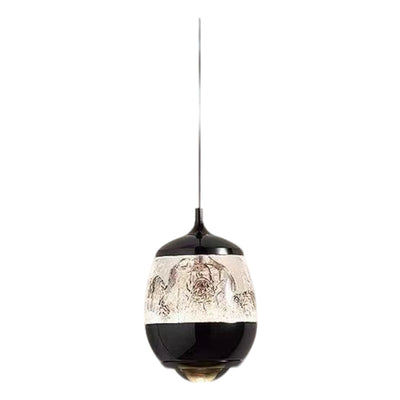 Contemporary Scandinavian Aluminum Acrylic Oval Snowy Mountain Liftable LED Pendant Light For Bedside