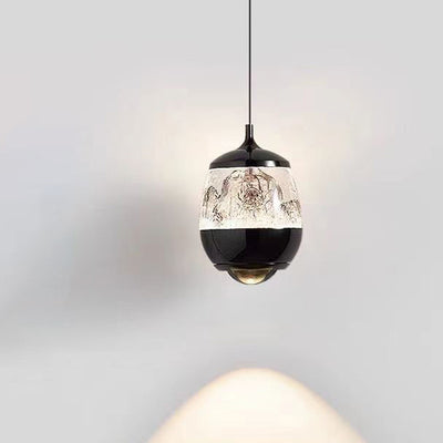 Contemporary Scandinavian Aluminum Acrylic Oval Snowy Mountain Liftable LED Pendant Light For Bedside