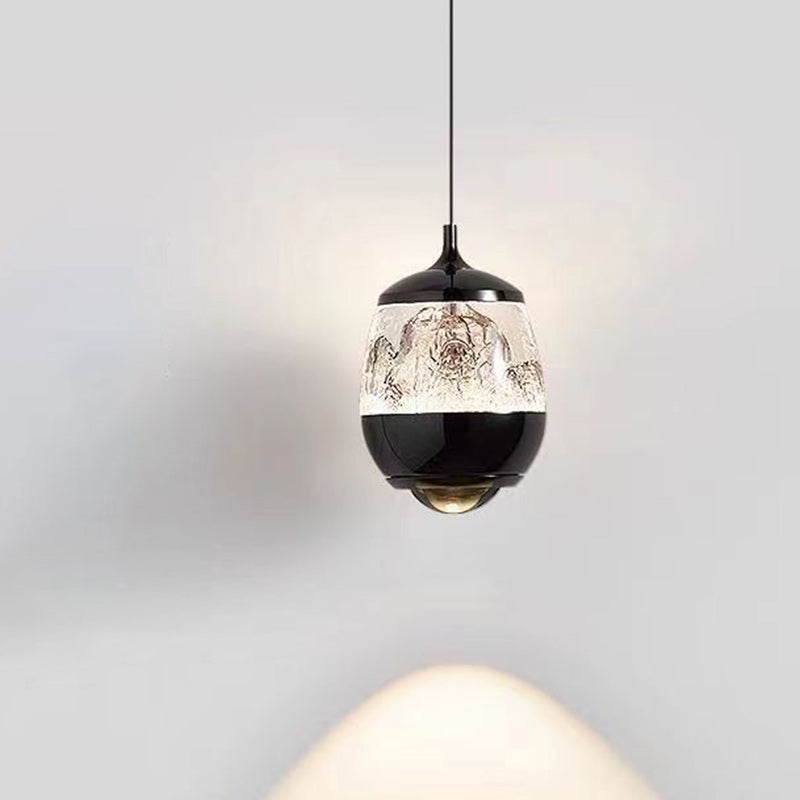 Contemporary Scandinavian Aluminum Acrylic Oval Snowy Mountain Liftable LED Pendant Light For Bedside
