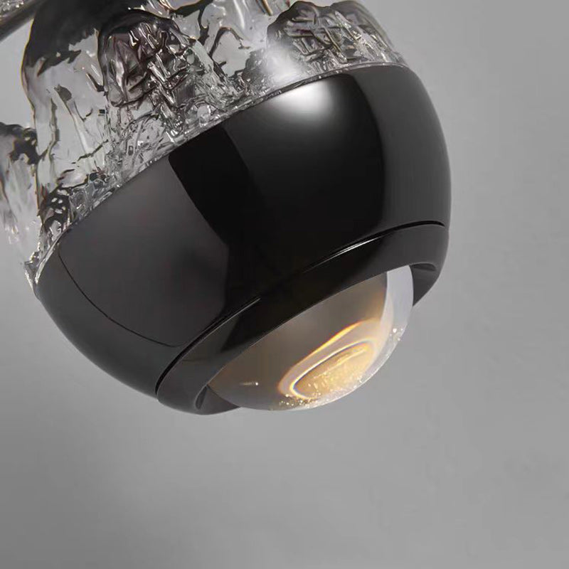 Contemporary Scandinavian Aluminum Acrylic Oval Snowy Mountain Liftable LED Pendant Light For Bedside