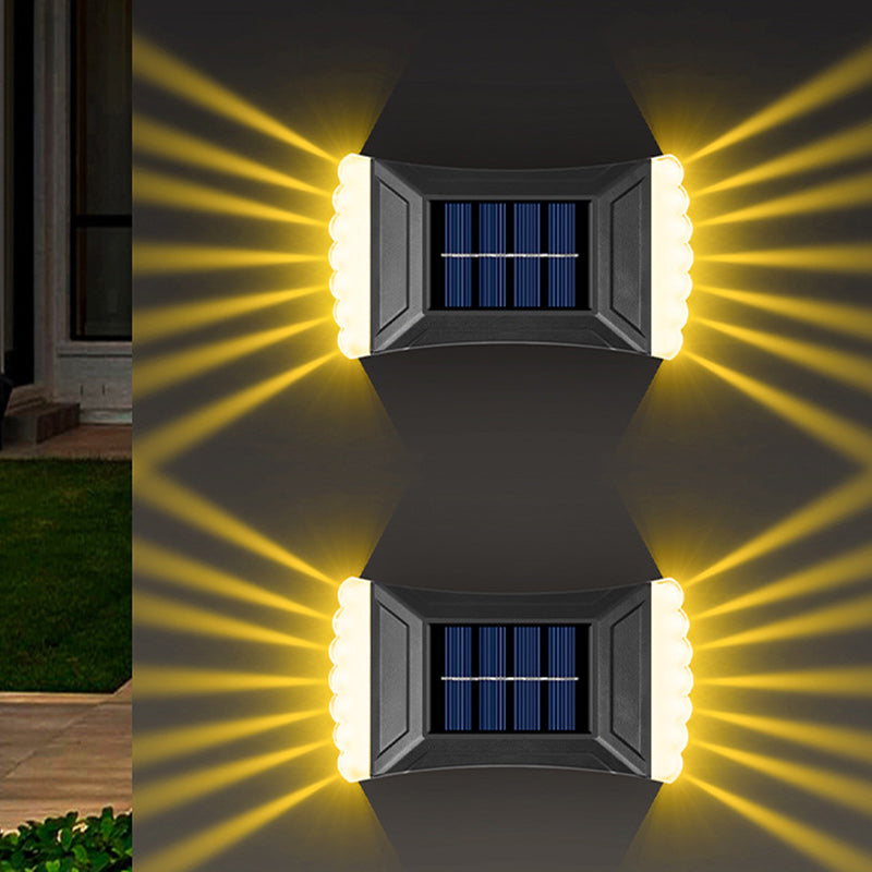 Modern Simplicity Solar Waterproof ABS Rectangular Cookie LED Wall Sconce Lamp For Outdoor Patio