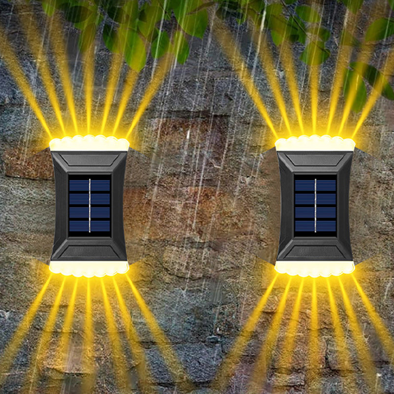 Modern Simplicity Solar Waterproof ABS Rectangular Cookie LED Wall Sconce Lamp For Outdoor Patio