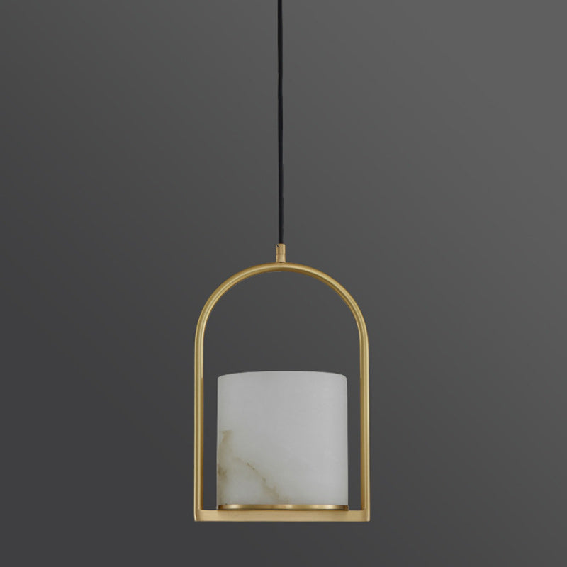 Boule en cuivre et marbre chinois traditionnel 1-lumière pour chevet 