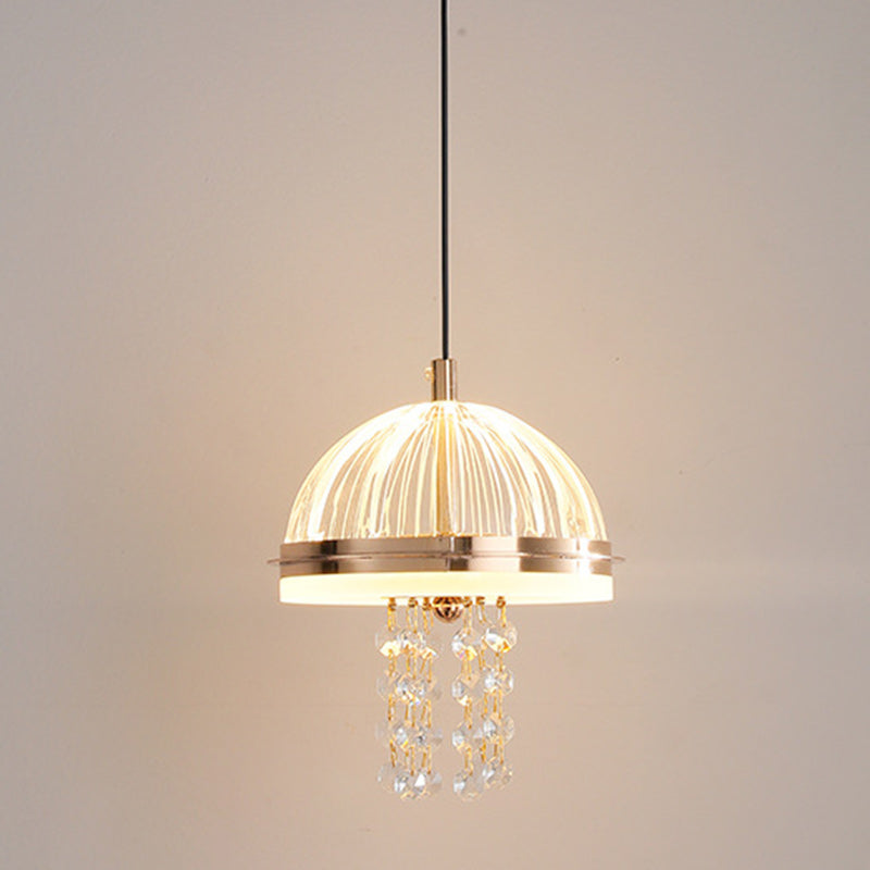 Lustre LED en acrylique et fer moderne de luxe en forme de dôme de méduse, réglable, pour table de chevet 