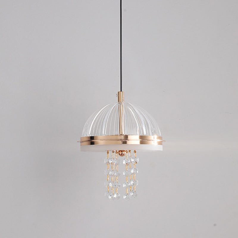 Lustre LED en acrylique et fer moderne de luxe en forme de dôme de méduse, réglable, pour table de chevet 