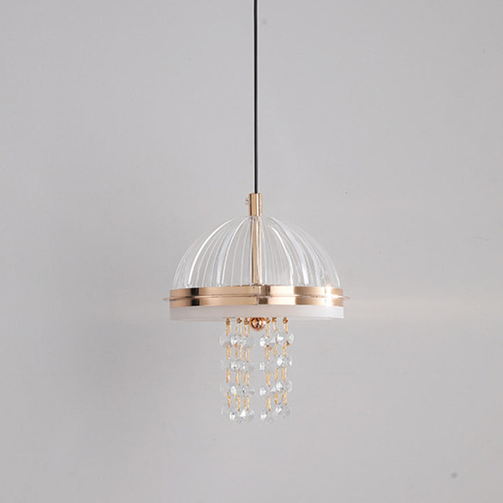 Lustre LED en acrylique et fer moderne de luxe en forme de dôme de méduse, réglable, pour table de chevet 