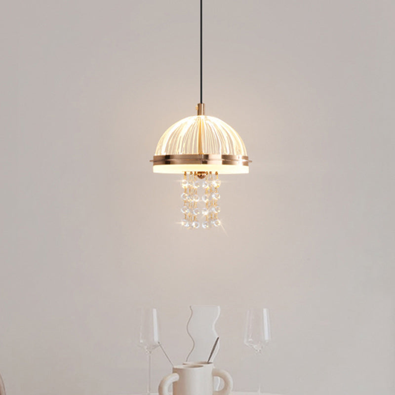 Lustre LED en acrylique et fer moderne de luxe en forme de dôme de méduse, réglable, pour table de chevet 
