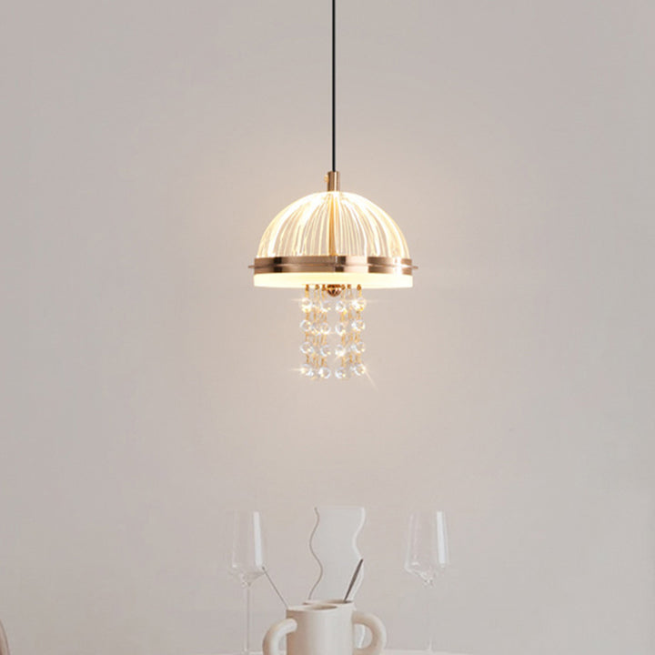Lustre LED en acrylique et fer moderne de luxe en forme de dôme de méduse, réglable, pour table de chevet 