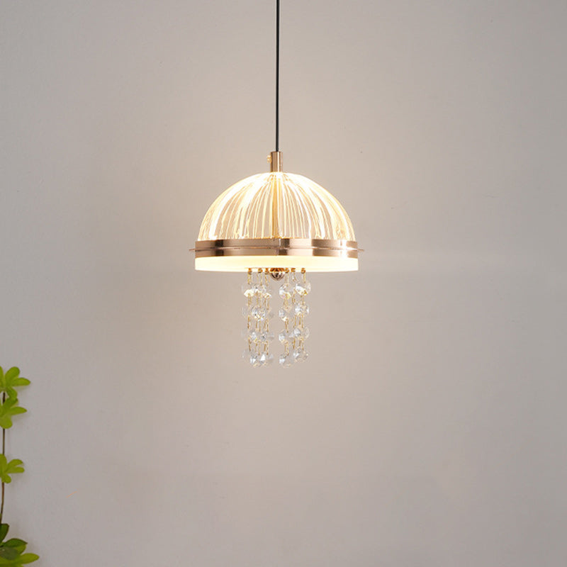 Lustre LED en acrylique et fer moderne de luxe en forme de dôme de méduse, réglable, pour table de chevet 