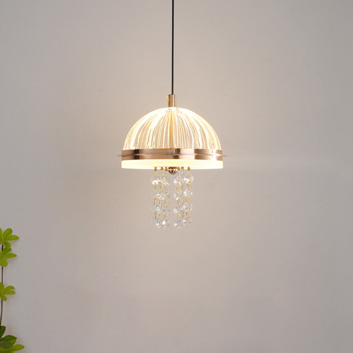 Lustre LED en acrylique et fer moderne de luxe en forme de dôme de méduse, réglable, pour table de chevet 