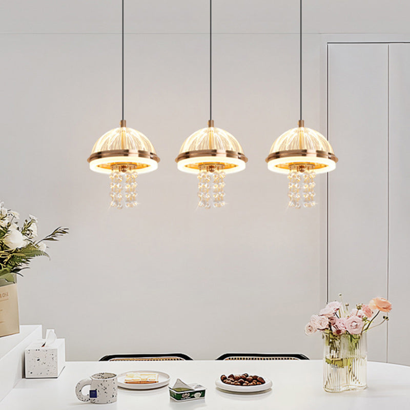 Lustre LED en acrylique et fer moderne de luxe en forme de dôme de méduse, réglable, pour table de chevet 